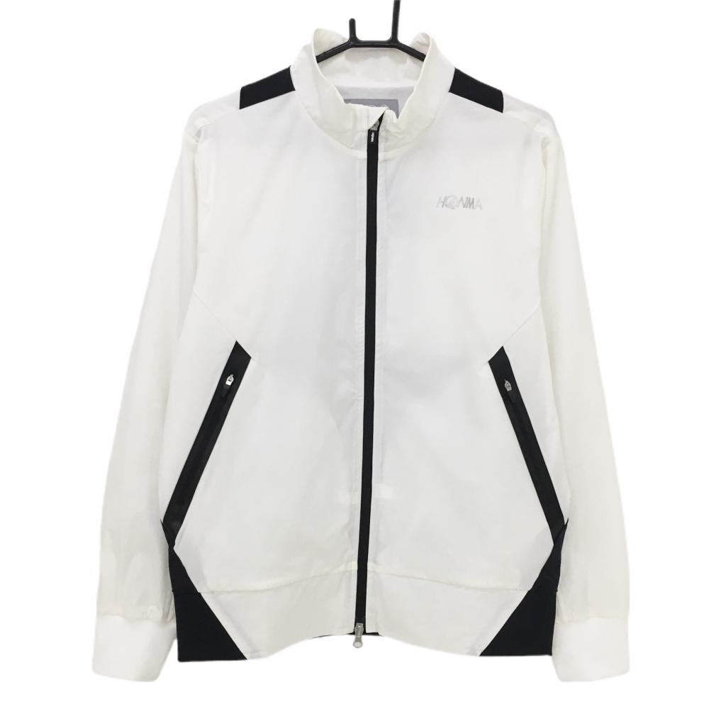 ホンマ ジャケットブルゾン 黒×白 胸元ロゴ メッシュ裏地  メンズ M ゴルフウェア HONMA 画像