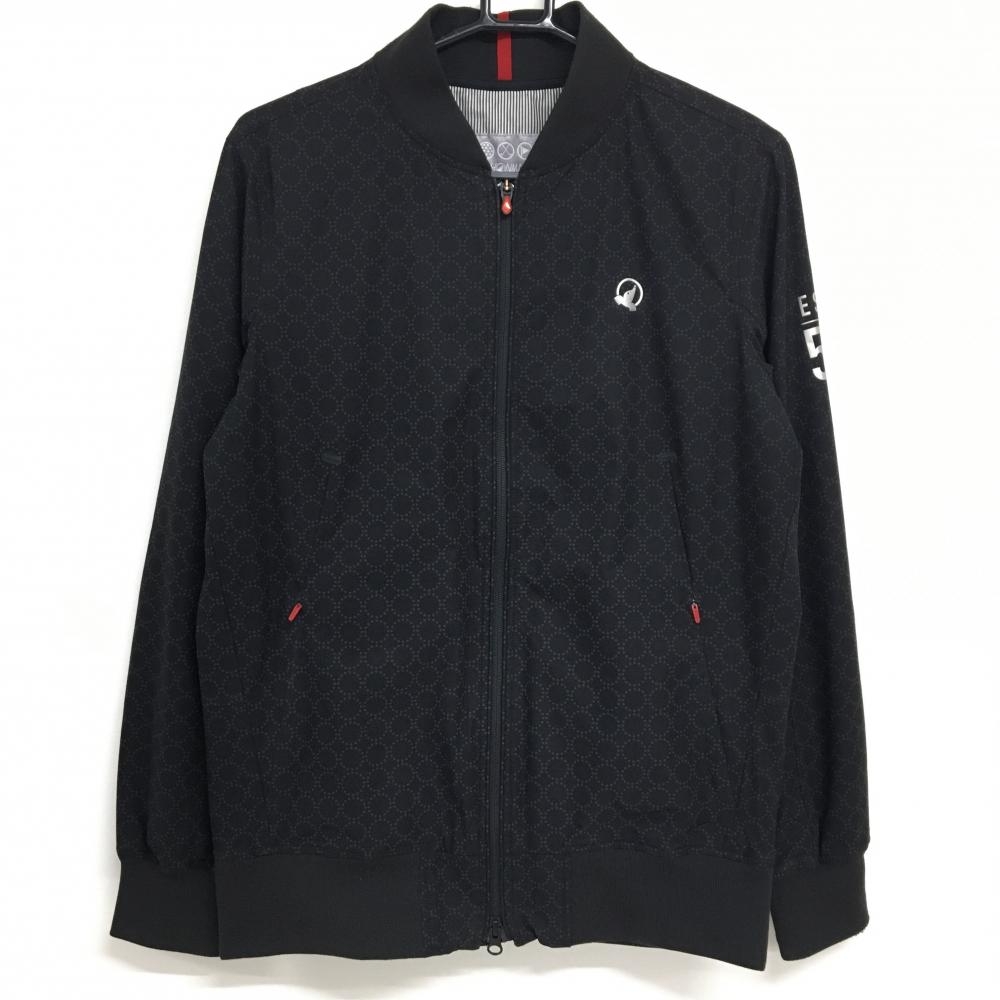 ホンマ ジャケットブルゾン 黒×グレー 総柄 ロゴプリント メンズ M ゴルフウェア HONMA