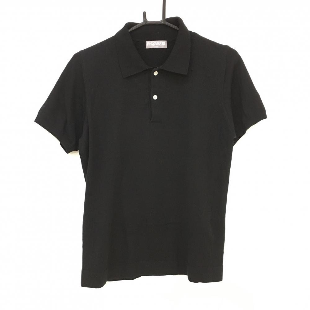 【超美品】ホンマ 襟付き半袖セーター 黒 綿100％ メンズ M ゴルフウェア HONMA