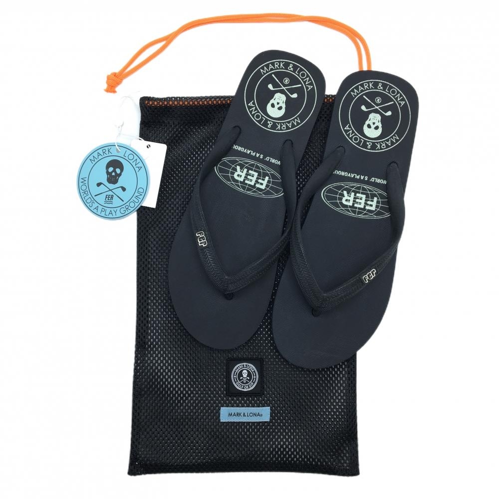 【新品】マークアンドロナ ビーチサンダル 黒 メッシュケース付 スカル メンズ 29.0 ゴルフウェア 2024年モデル MARK＆LONA