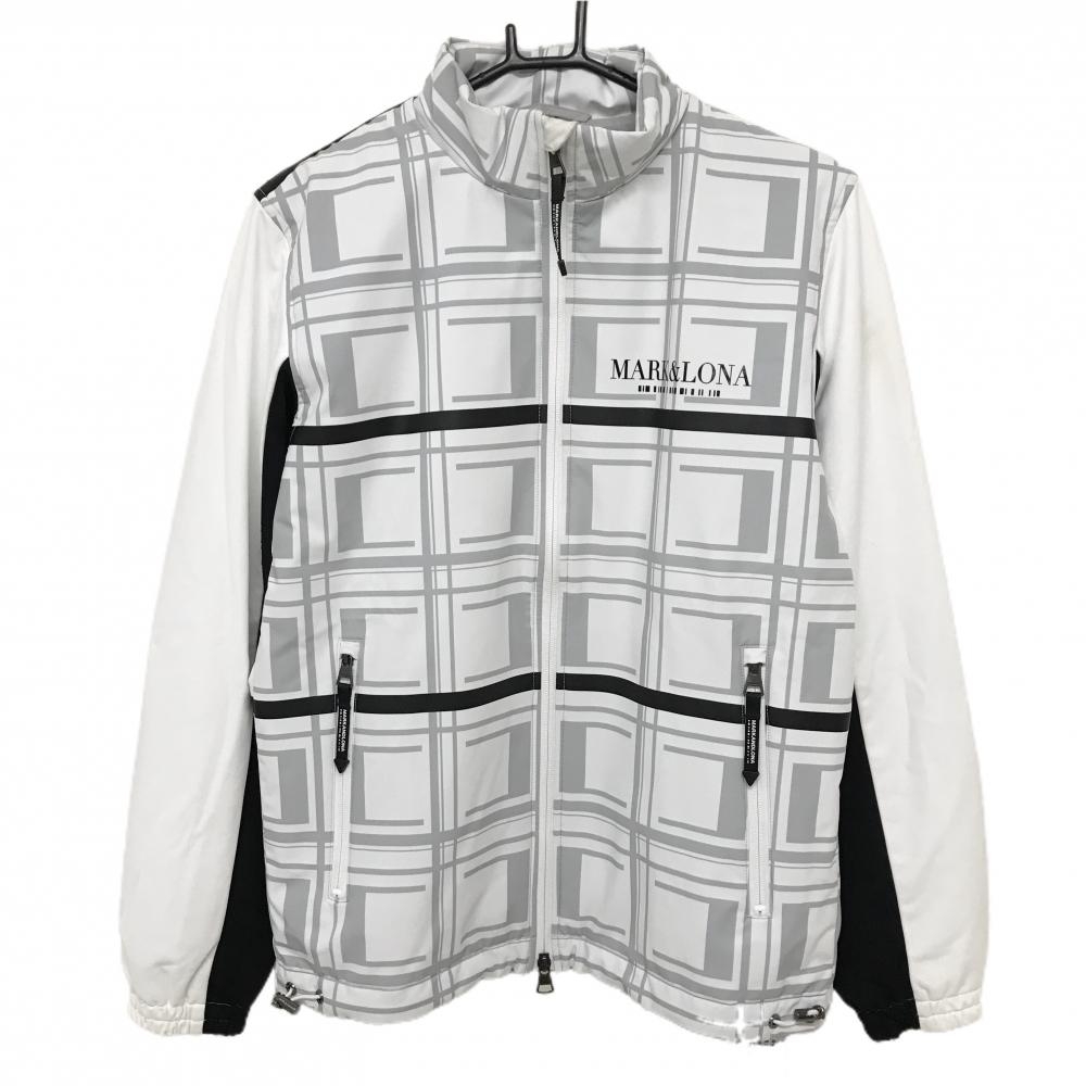マークアンドロナ 中綿異素材ジャケット 白×グレー×黒 身頃総柄  メンズ 46(M) ゴルフウェア MARK＆LONA