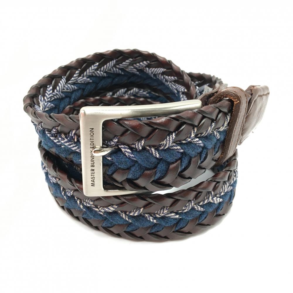 マスターバニー メッシュベルト ダークブラウン×ネイビー シルバーバックル 編み込み メンズ  ゴルフウェア MASTER BUNNY EDITION