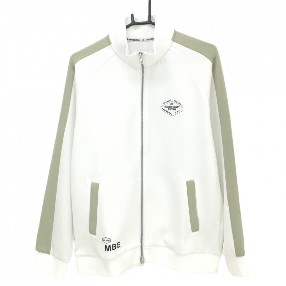 【超美品】マスターバニー ジャケットブルゾン 白×カーキ 袖ライン  メンズ 5(L) ゴルフウェア MASTER BUNNY EDITION