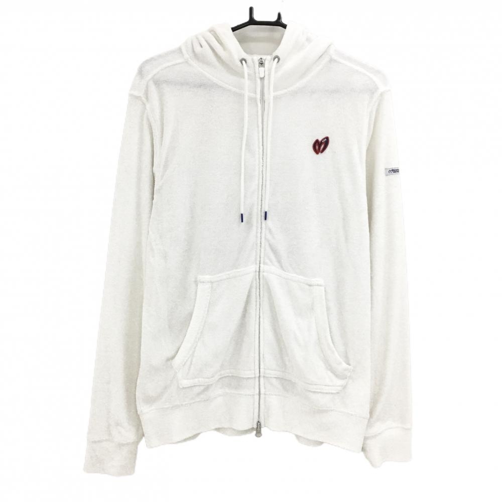【美品】マスターバニー ジップパーカー 白 パイル地 ジャケット メンズ 5(L) ゴルフウェア MASTER BUNNY EDITION