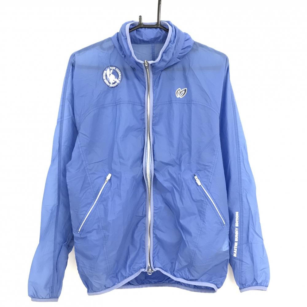 【超美品】マスターバニー ナイロンジャケット ブルー フード収納可 薄手 メンズ 4(M) ゴルフウェア MASTER BUNNY EDITION