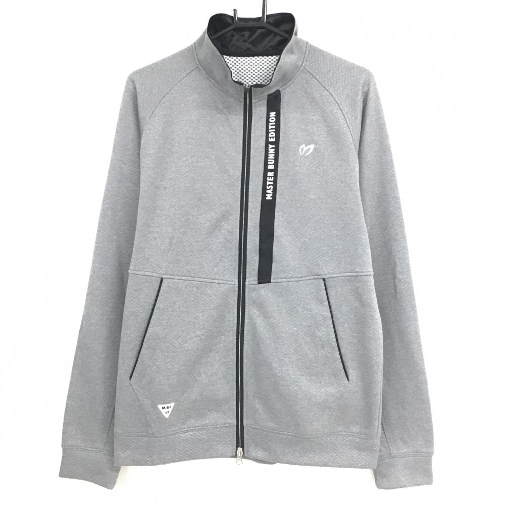 【美品】マスターバニー ジャケットブルゾン グレー×黒 胸元ロゴライン メンズ 6(XL) ゴルフウェア MASTER BUNNY EDITION