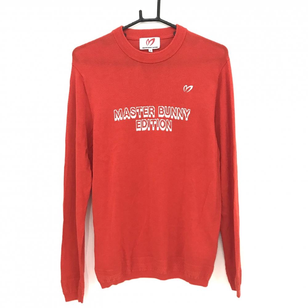 【超美品】マスターバニー セーター レッド×白 フロントロゴ シルク混 ニット メンズ M ゴルフウェア 2025年モデル MASTER BUNNY EDITION