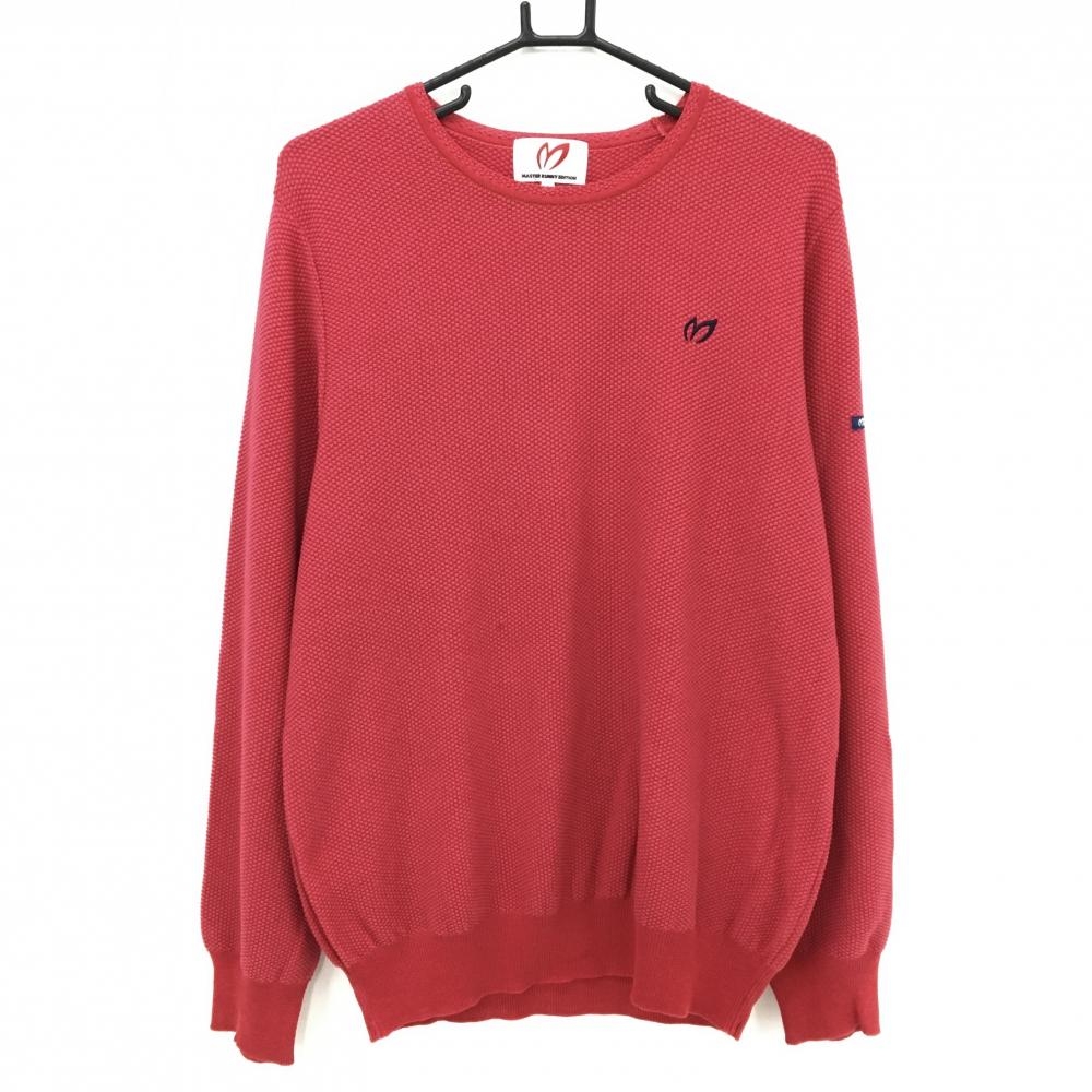 【美品】マスターバニー セーター レッド系 コットン100％ メンズ 5(L) ゴルフウェア MASTER BUNNY EDITION