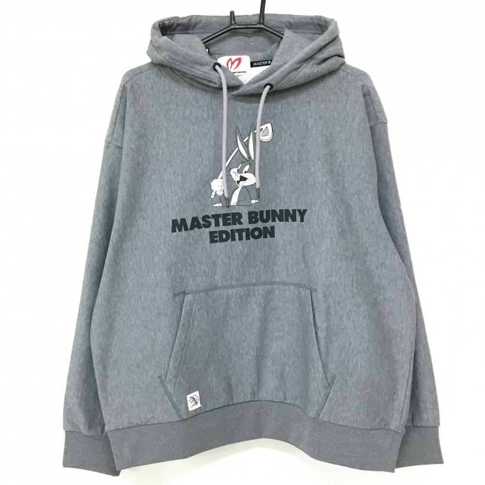 【新品】マスターバニー×LOONEYTUNES パーカー グレー 裏起毛 ビッグプリント トレーナー メンズ 5(L) ゴルフウェア MASTER BUNNY EDITION