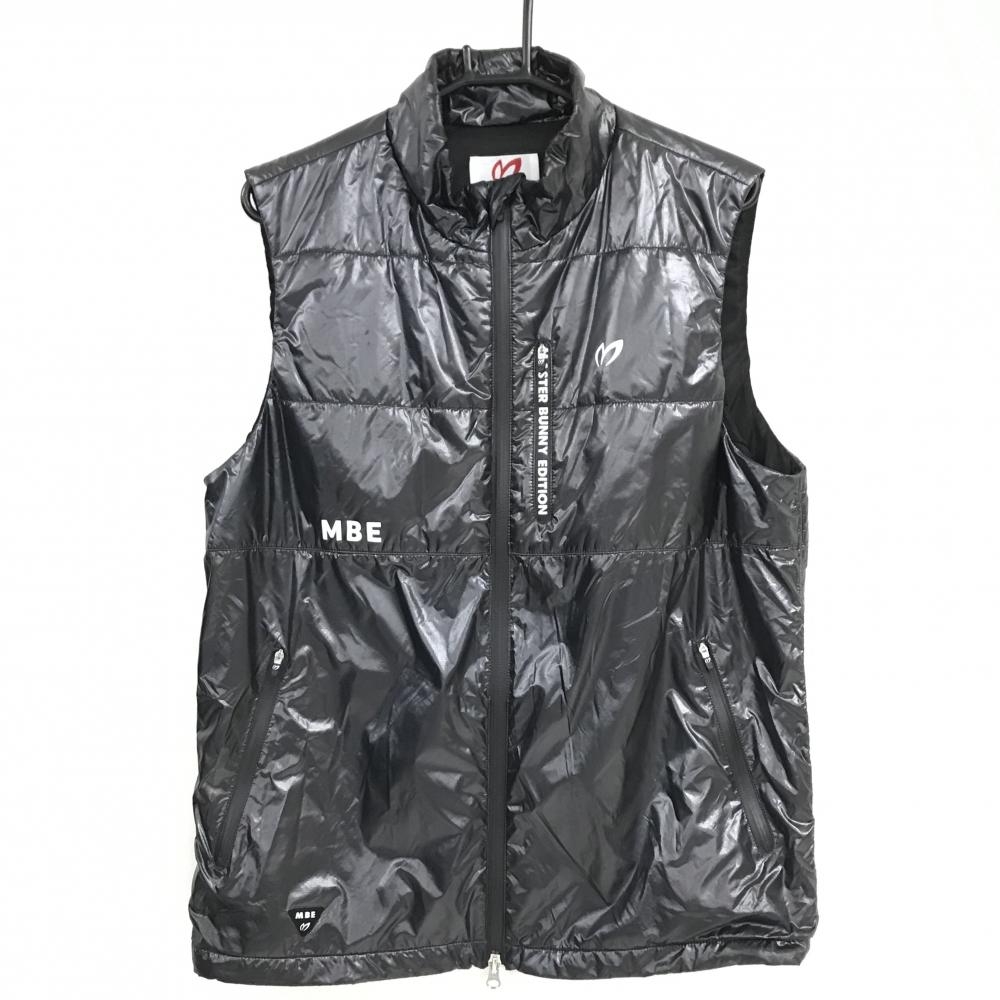 【美品】マスターバニー 中綿ベスト 黒 ロゴ白 裏地付 ドローコード メンズ 6(XL) ゴルフウェア MASTER BUNNY EDITION