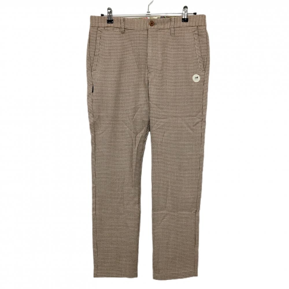 【美品】マスターバニー パンツ ブラウン×ベージュ 総柄織生地 ウール混 メンズ 5(L) ゴルフウェア MASTER BUNNY EDITION