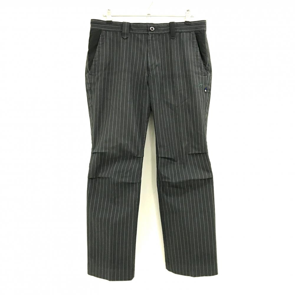 【超美品】マスターバニー パンツ グレー×白 ストライプ 蓄熱裏地  メンズ 6(XL) ゴルフウェア MASTER BUNNY EDITION