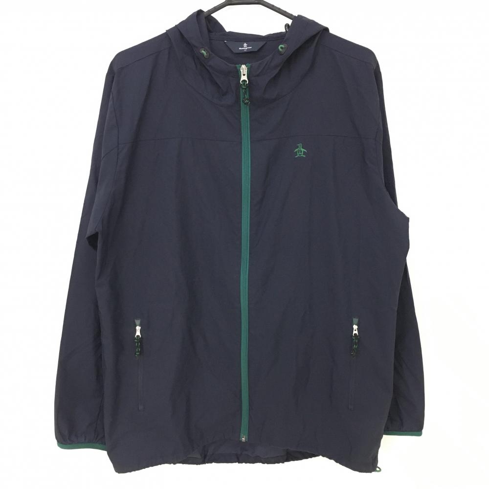 【美品】マンシングウェア ナイロンパーカージャケット ネイビー×グリーン メンズ LL ゴルフウェア 2021年モデル Munsingwear