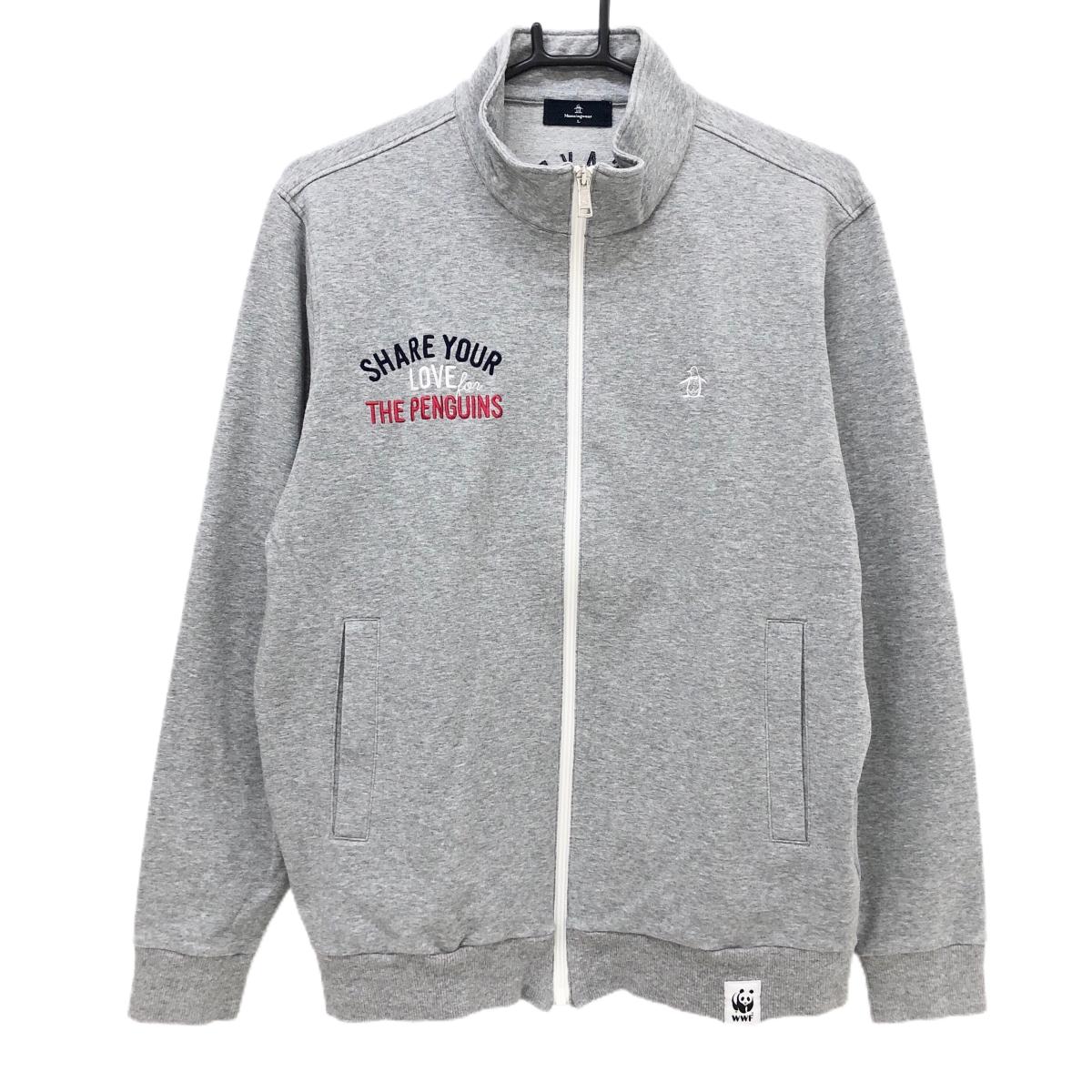 マンシングウェア ジャケットブルゾン グレー 胸刺しゅう メンズ L ゴルフウェア Munsingwear