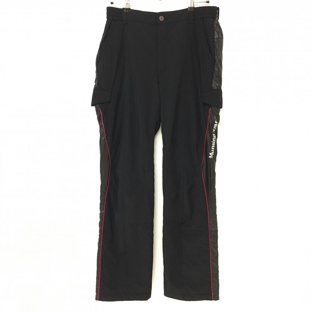 【超美品】マンシングウェア 中綿パンツ 黒×ピンク サイド切替 ドローコード メンズ 3 ゴルフウェア Munsingwear