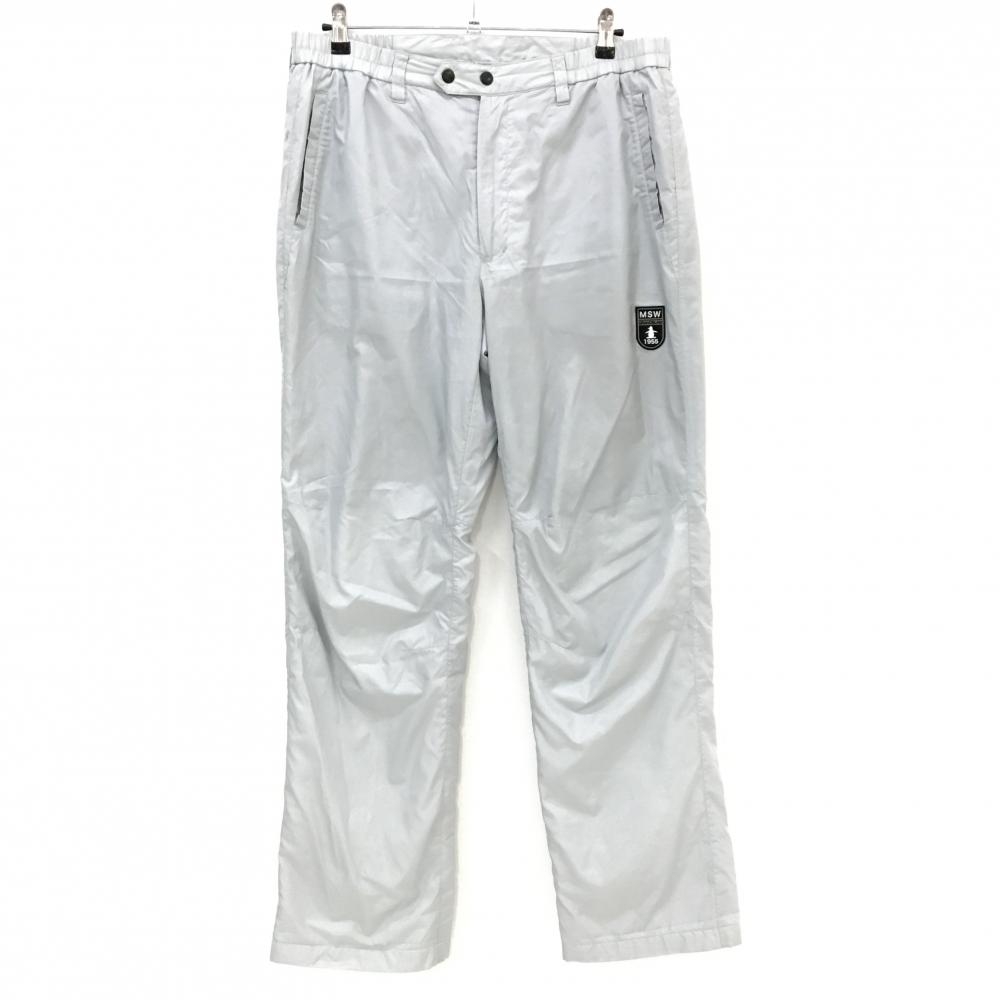 【超美品】マンシングウェア 中綿パンツ ライトグレー 細ストライプ織生地 ウエスト一部ゴム メンズ 4 ゴルフウェア Munsingwear