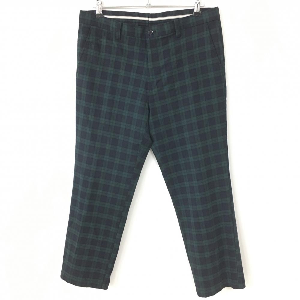 【美品】マンシングウェア パンツ グリーン×ネイビー チェック ウール混  メンズ 85 ゴルフウェア Munsingwear