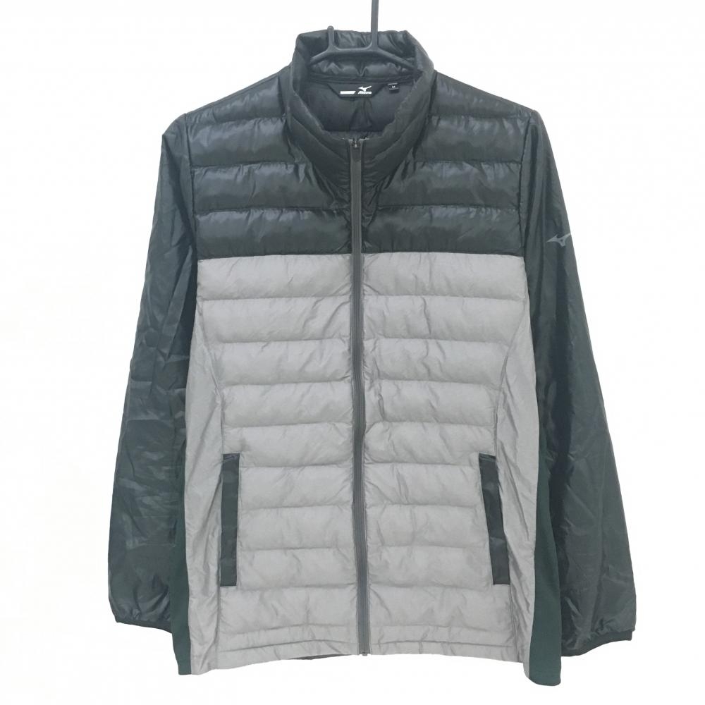 【美品】ミズノ 中綿ジャケット グレー×黒 一部中綿 BREATH THERMO メンズ M ゴルフウェア MIZUNO