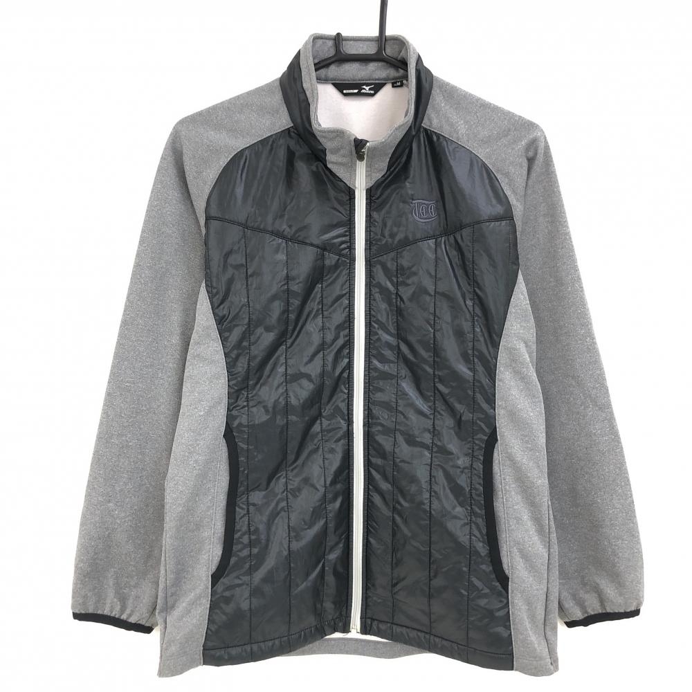 【超美品】ミズノゴルフ 中綿切替ジャケット 杢グレー×黒 前面・襟薄中綿 裏起毛  メンズ M ゴルフウェア MIZUNO