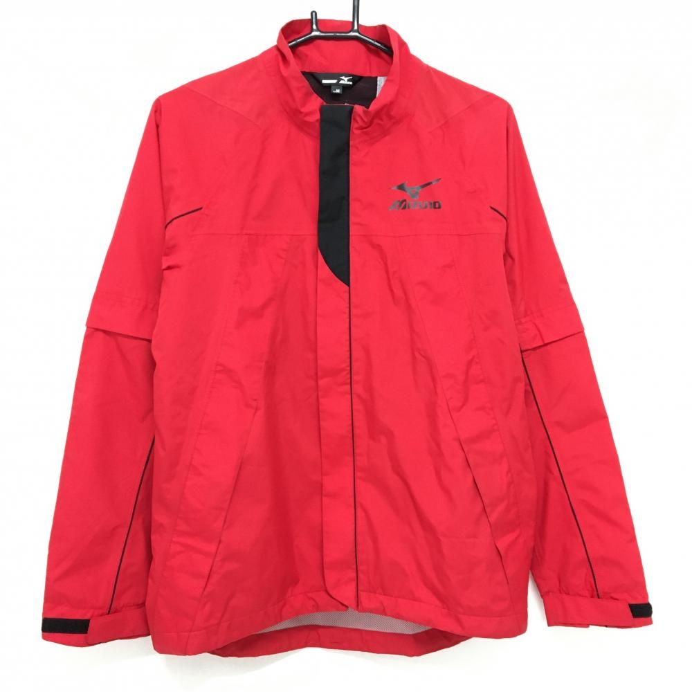 ミズノゴルフ ジャケット レッド×黒 裏地メッシュ 袖着脱可 裾ドローコード メンズ M ゴルフウェア MIZUNO