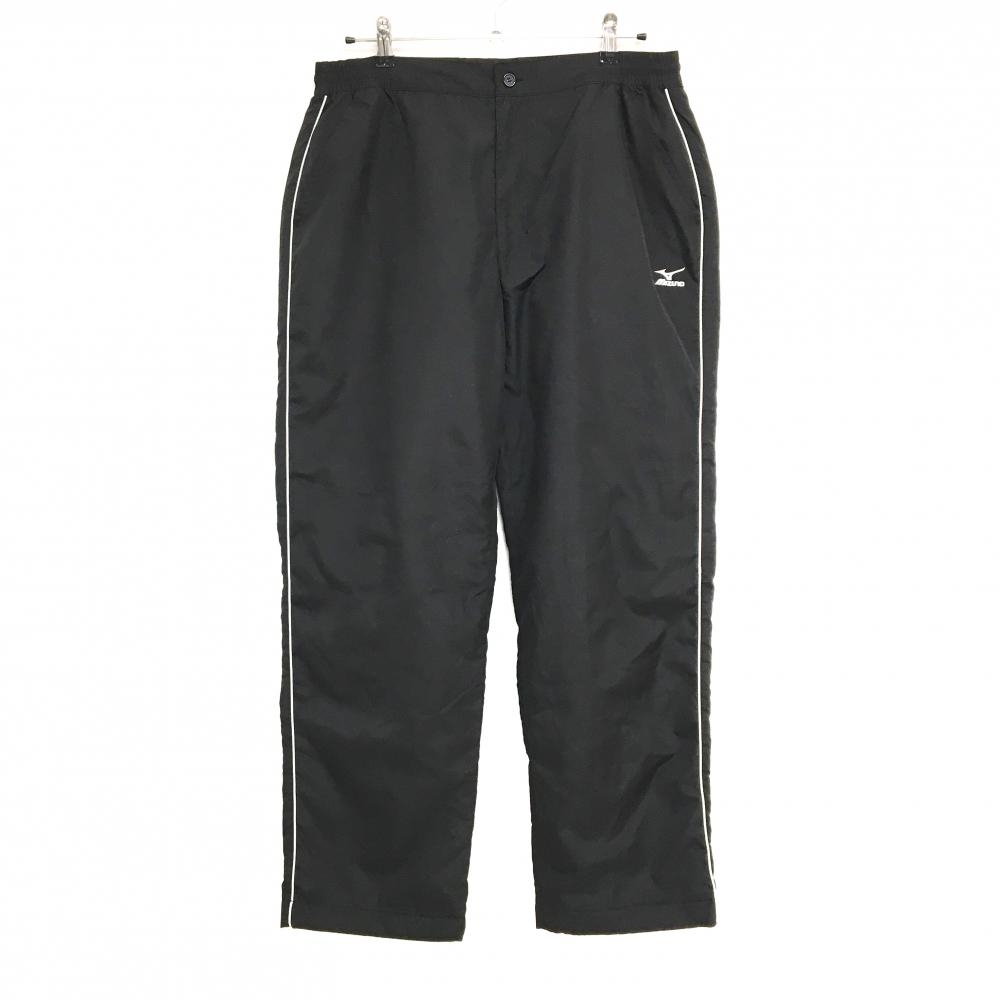 【美品】ミズノゴルフ 中綿パンツ 黒×白 サイドウエストゴム＆調節紐 パイピング メンズ L-85 ゴルフウェア MIZUNO
