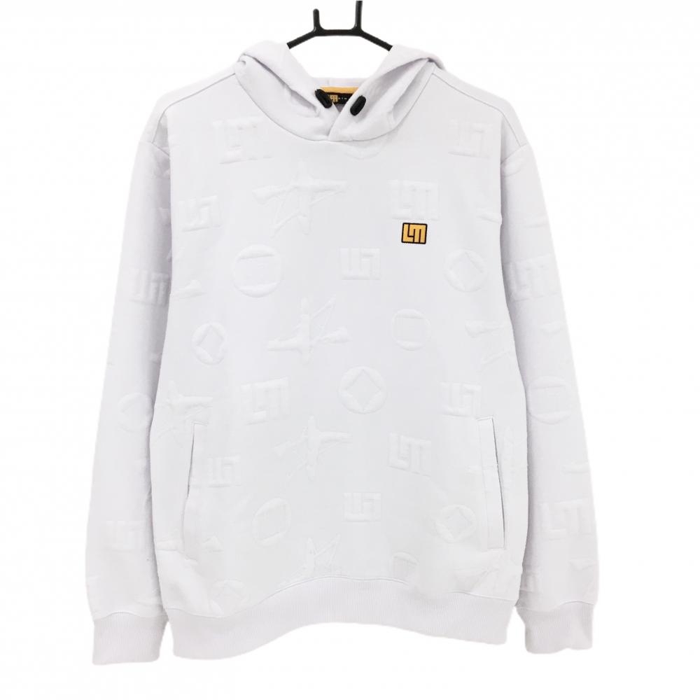 ラウドマウス パーカー 白 エンボス星・ロゴ総柄 メンズ L ゴルフウェア LOUDMOUTH