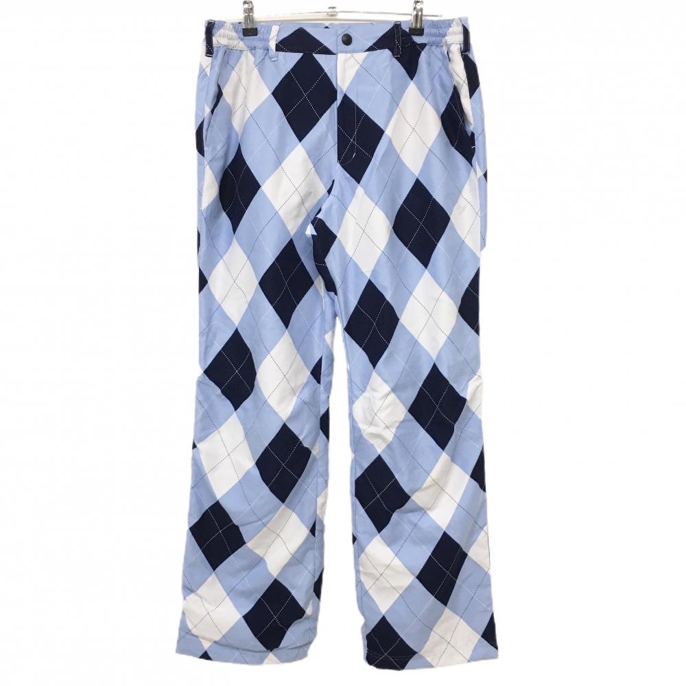 ラウドマウス パンツ ライトブルー×白 アーガイル柄 裏微起毛 裾ドローコード メンズ XL  ゴルフウェア LOUDMOUTH