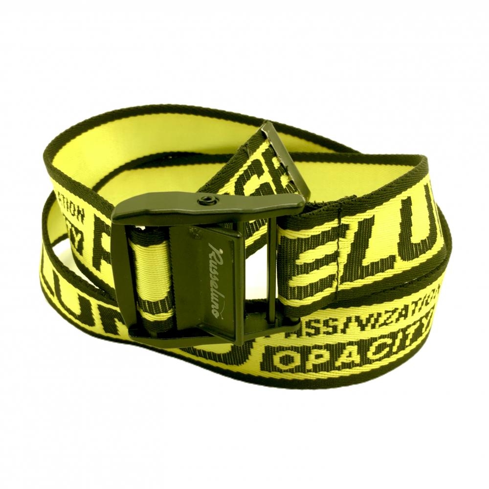 ラッセルノ ベルト イエロー×黒 ロゴ総柄 ジャガード メンズ  ゴルフウェア RUSSELUNO