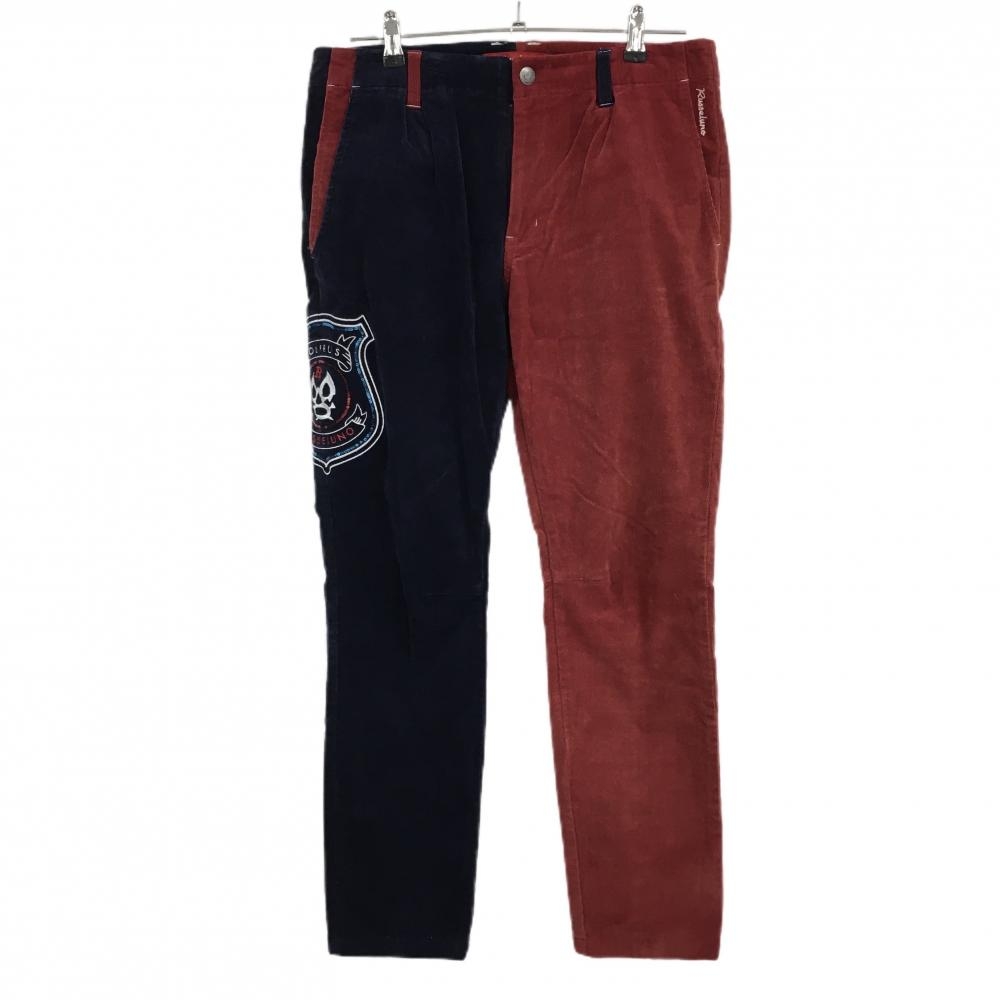 ラッセルノ コーデュロイパンツ レッド×ネイビー ルチャマスク 一部蓄熱裏地 メンズ 4(M) ゴルフウェア RUSSELUNO