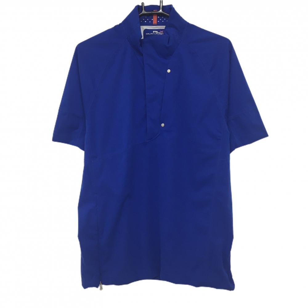【超美品】RLXラルフローレン 半袖ブルゾン ブルー ハーフジップ 内側一部パンチング メンズ S ゴルフウェア Ralph Lauren
