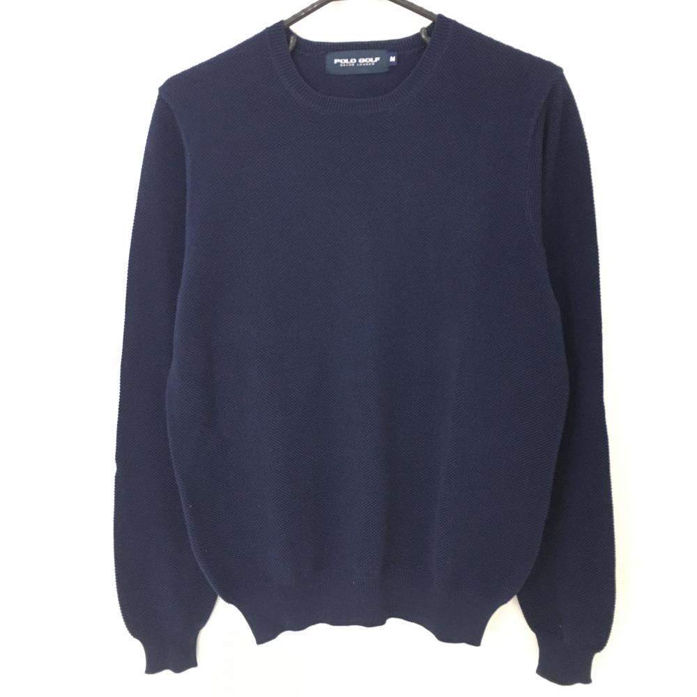 【美品】ポロゴルフ ラルフローレン セーター ネイビー シンプル 綿100％ ニット メンズ M ゴルフウェア Ralph Lauren