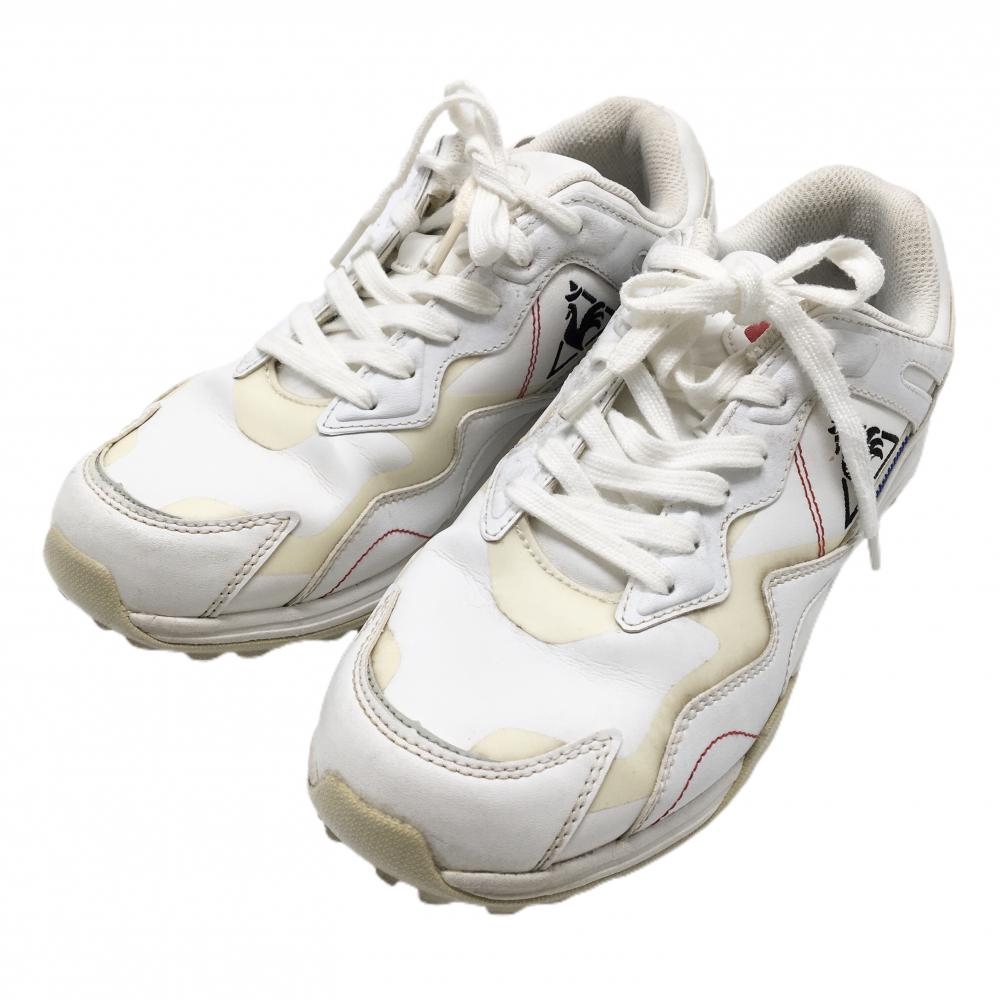 【美品】ルコック ゴルフシューズ 白 QQ1TJB00 スパイクレス メンズ 25.5 ゴルフウェア le coq sportif