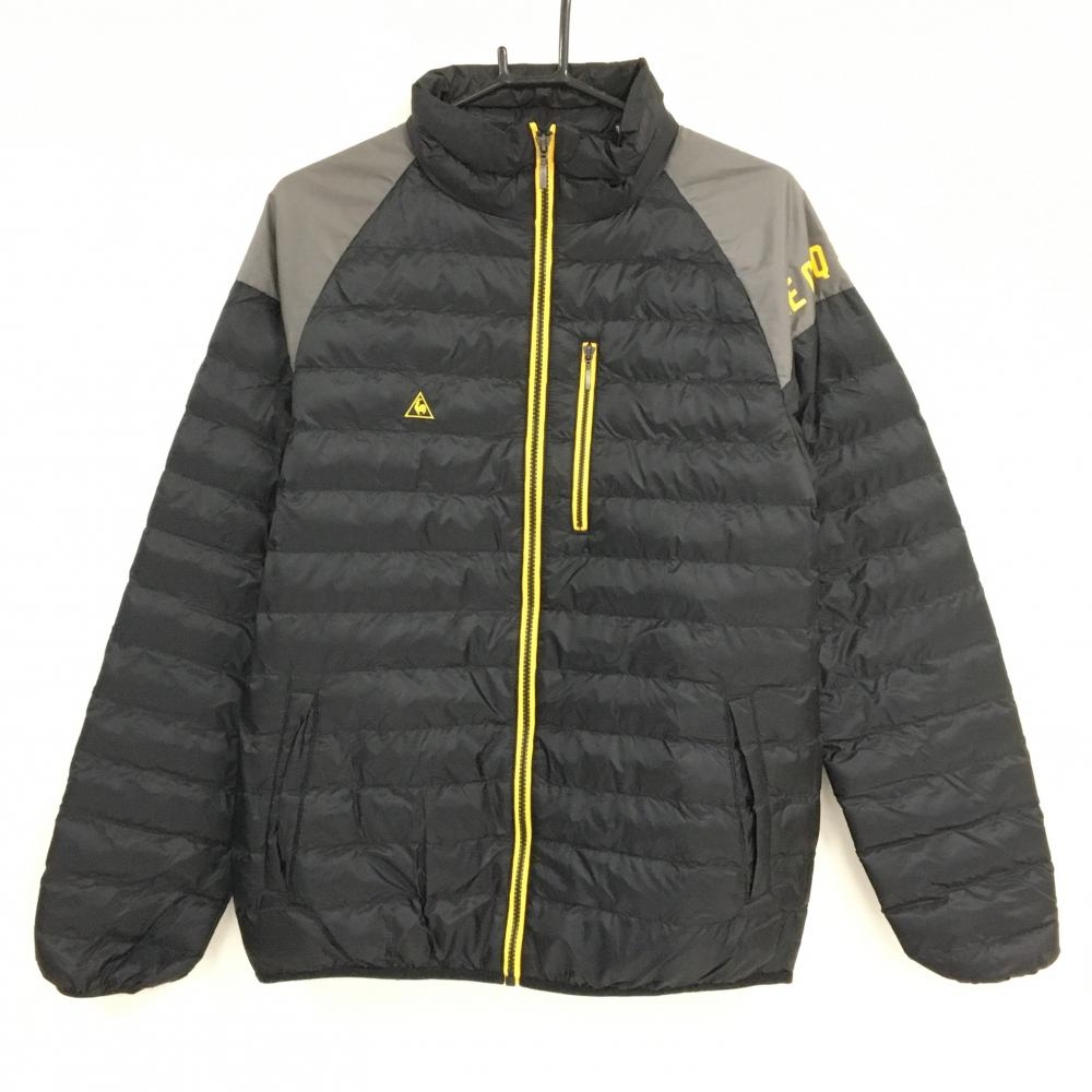 【美品】ルコックゴルフ 中綿ジャケット 黒×グレー ロゴイエロー  メンズ L ゴルフウェア le coq sportif
