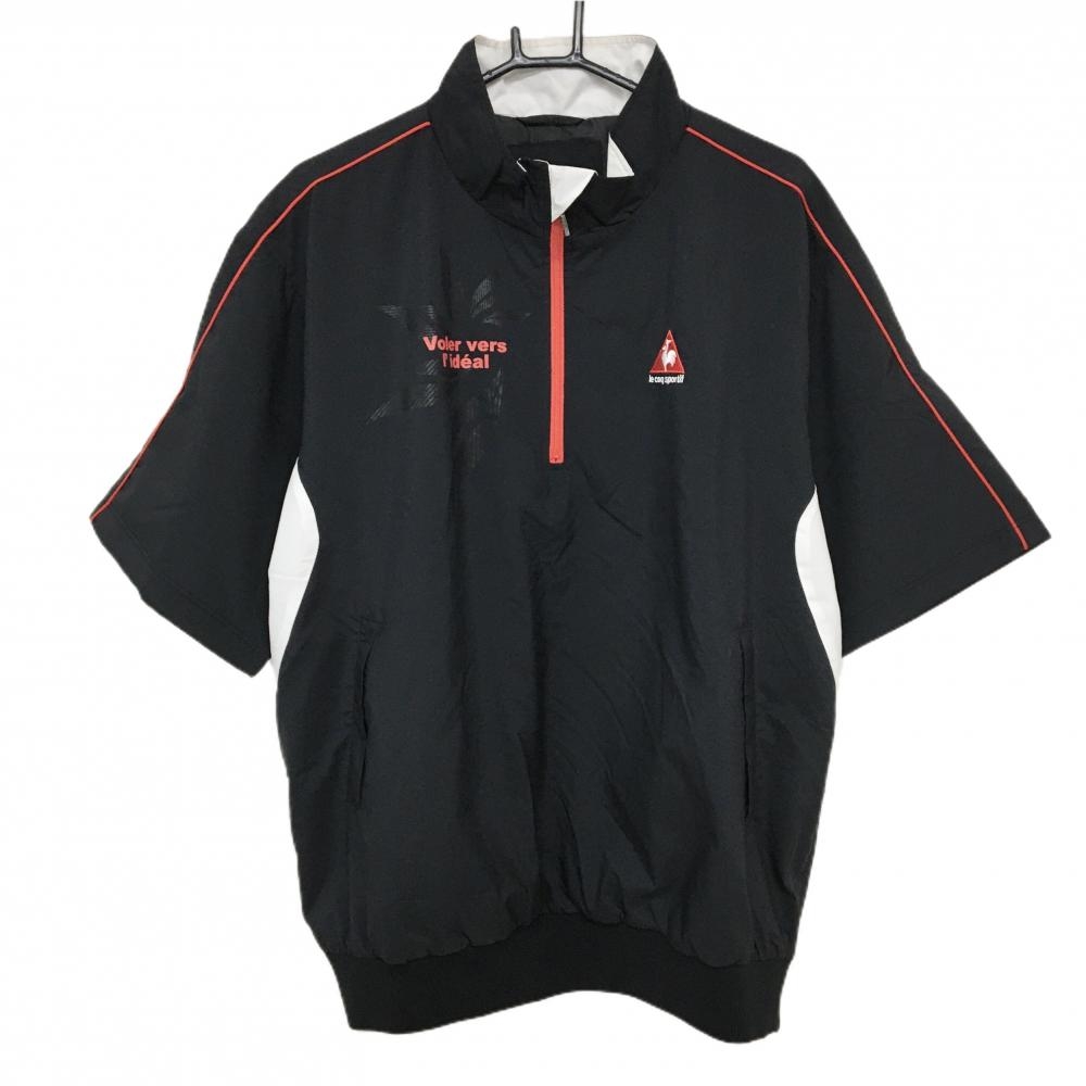 ルコックゴルフ 半袖中綿ブルゾン 黒 ハーフジップ ロゴ刺しゅう  メンズ LL ゴルフウェア le coq sportif