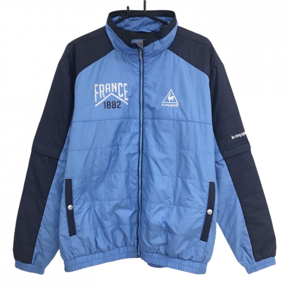 ルコックゴルフ 2WAY中綿ジャケット ライトブルー×ネイビー 袖着脱可  メンズ LL ゴルフウェア le coq sportif