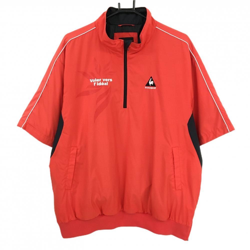 ルコックゴルフ 半袖中綿ブルゾン レッド×黒 ハーフジップ  メンズ LL ゴルフウェア le coq sportif