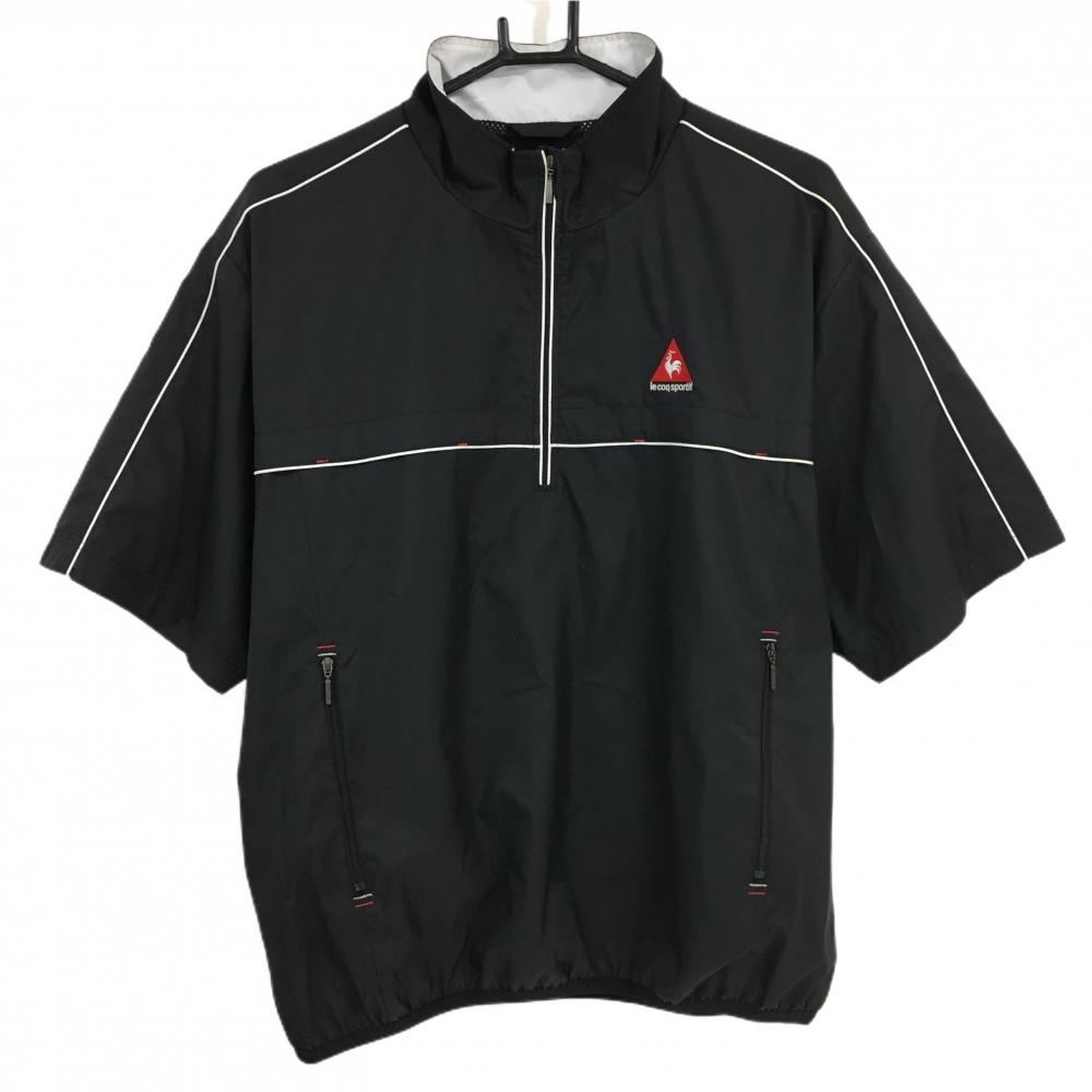 ルコック 半袖ブルゾン 黒 ハーフジップ 裏地メッシュ  メンズ L ゴルフウェア le coq sportif