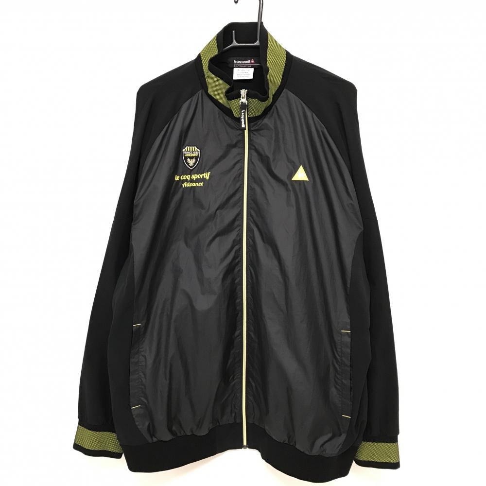 ルコックゴルフ ジャケットブルゾン 黒×イエロー ロゴ刺しゅう  メンズ 5L ゴルフウェア 大きいサイズ le coq sportif