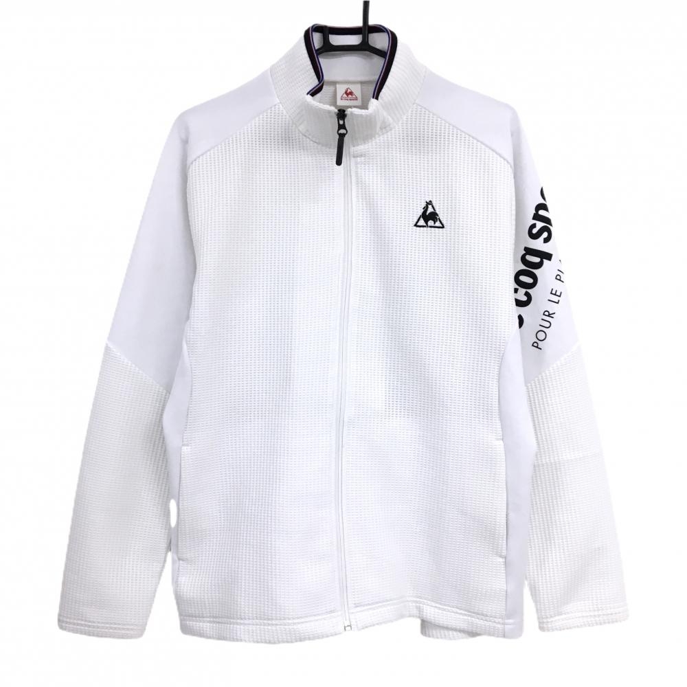 ルコック 切替ジャケット 白×黒 メッシュ調 ロゴ刺しゅう メンズ O ゴルフウェア le coq sportif