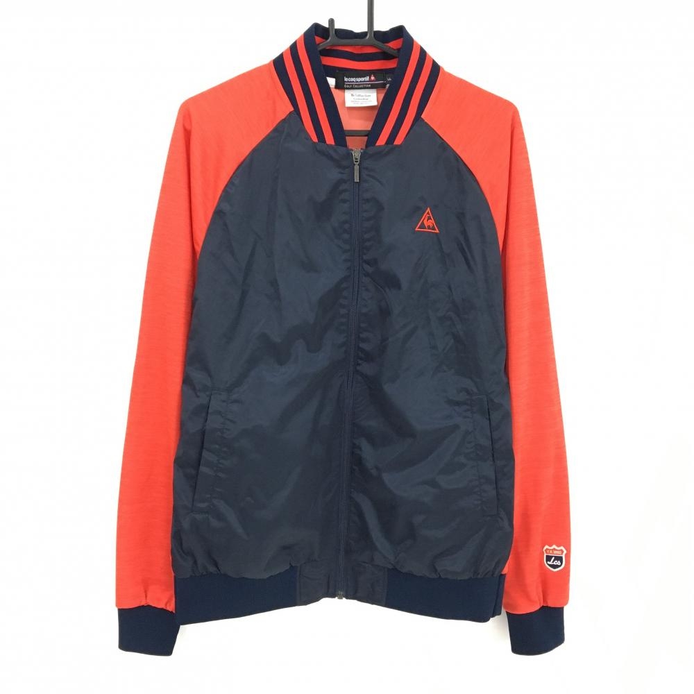 ルコックゴルフ ジャケットブルゾン ネイビー×レッド 切替 ネックボーダー メンズ LL ゴルフウェア le coq sportif