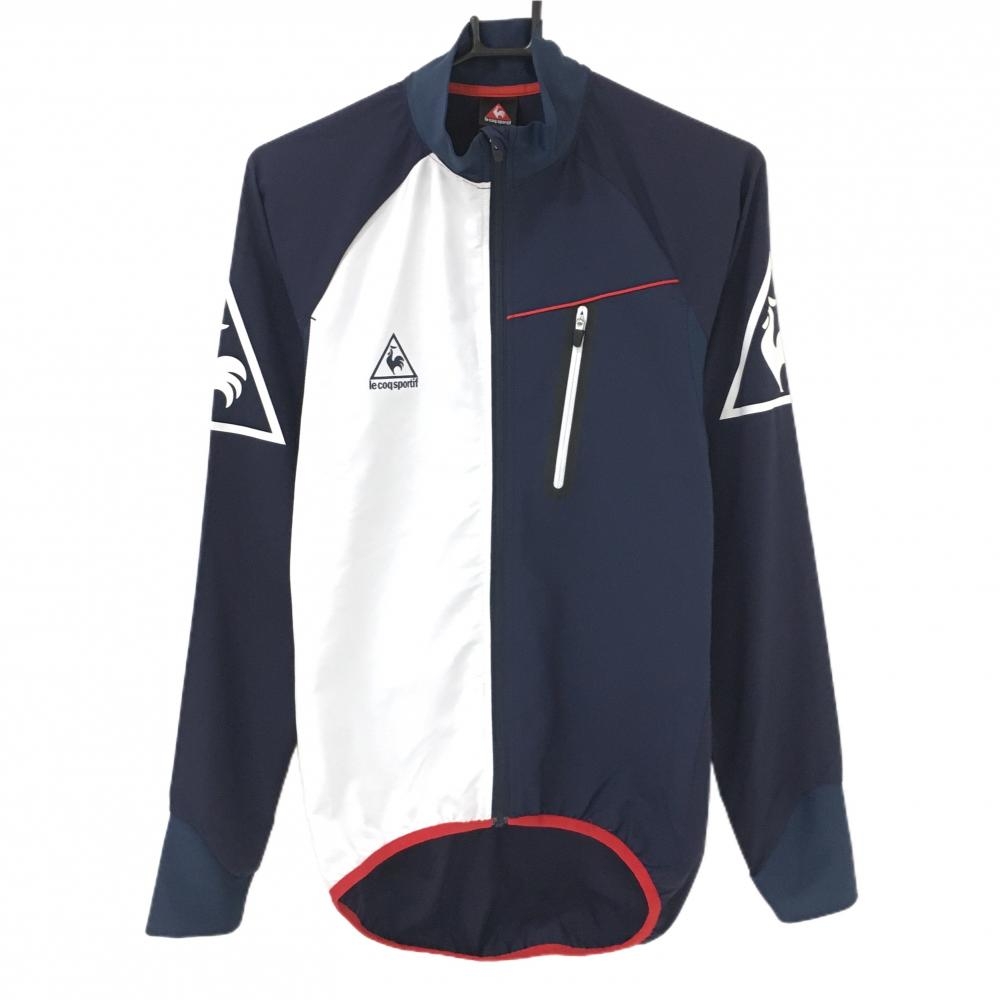 【美品】ルコック ジャケット ネイビー×白 ロゴプリント  メンズ L ゴルフウェア le coq sportif