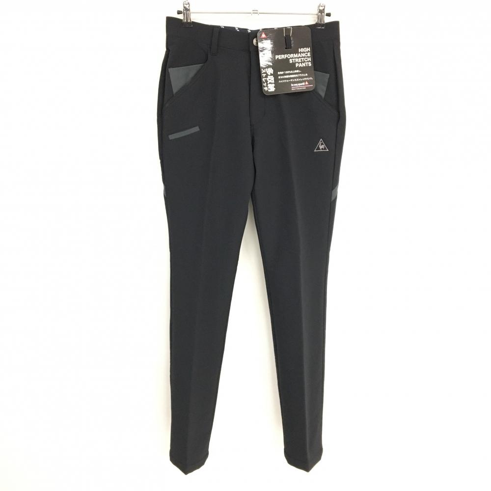 【新品】ルコックゴルフ パンツ 黒×グレー 裏起毛 防風 ストレッチ  メンズ 79 ゴルフウェア le coq sportif