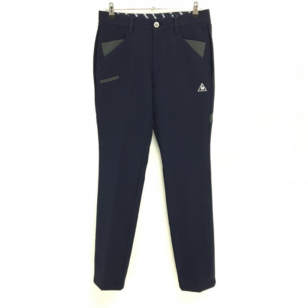 【新品】ルコックゴルフ パンツ ネイビー×グレー 裏起毛 防風 ストレッチ  メンズ 79 ゴルフウェア le coq sportif