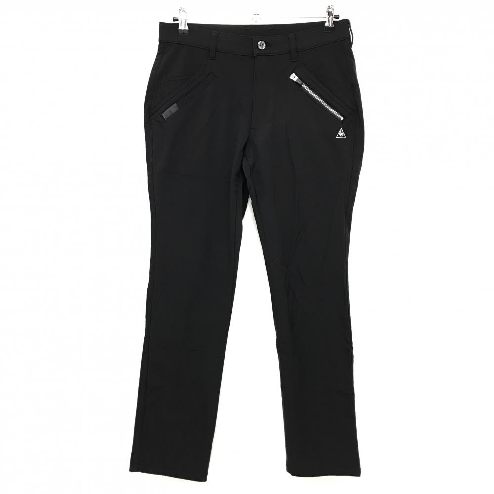 【美品】ルコックゴルフ パンツ 黒 裏起毛 ナイロン100% 内側毛羽立ち メンズ 82 ゴルフウェア le coq sportif