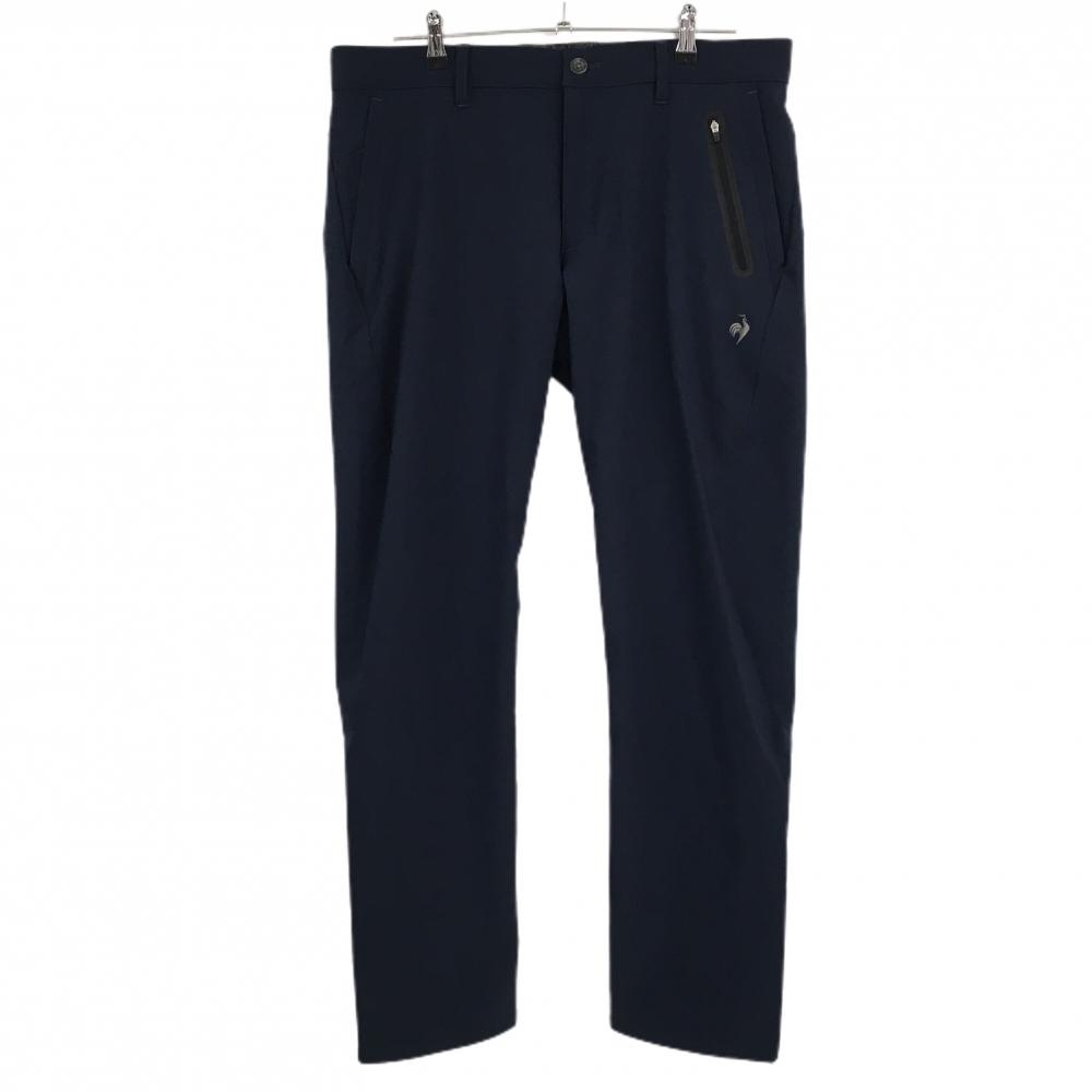 【超美品】ルコックゴルフ パンツ ネイビー ロゴ刺しゅう 6ポケット ストレッチ 裏起毛 メンズ 92 ゴルフウェア le coq sportif