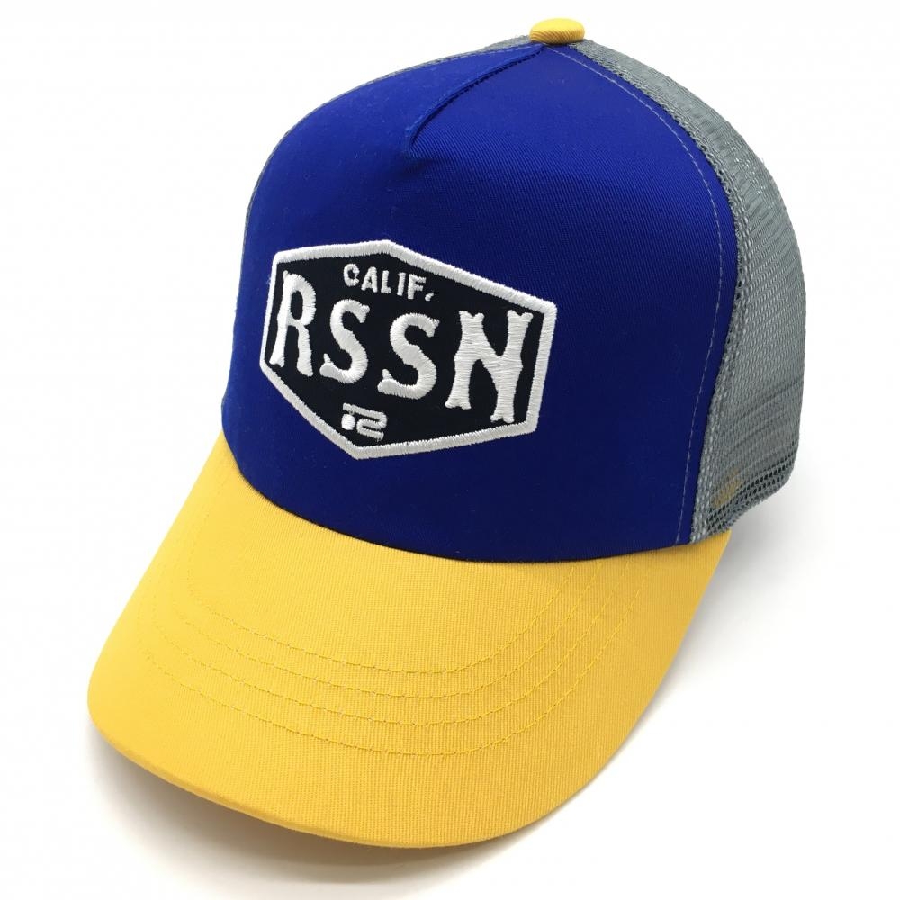 【新品】ロサーセン メッシュキャップ ブルー×イエロー ロゴ刺しゅう メンズ 50 ゴルフウェア Rosasen