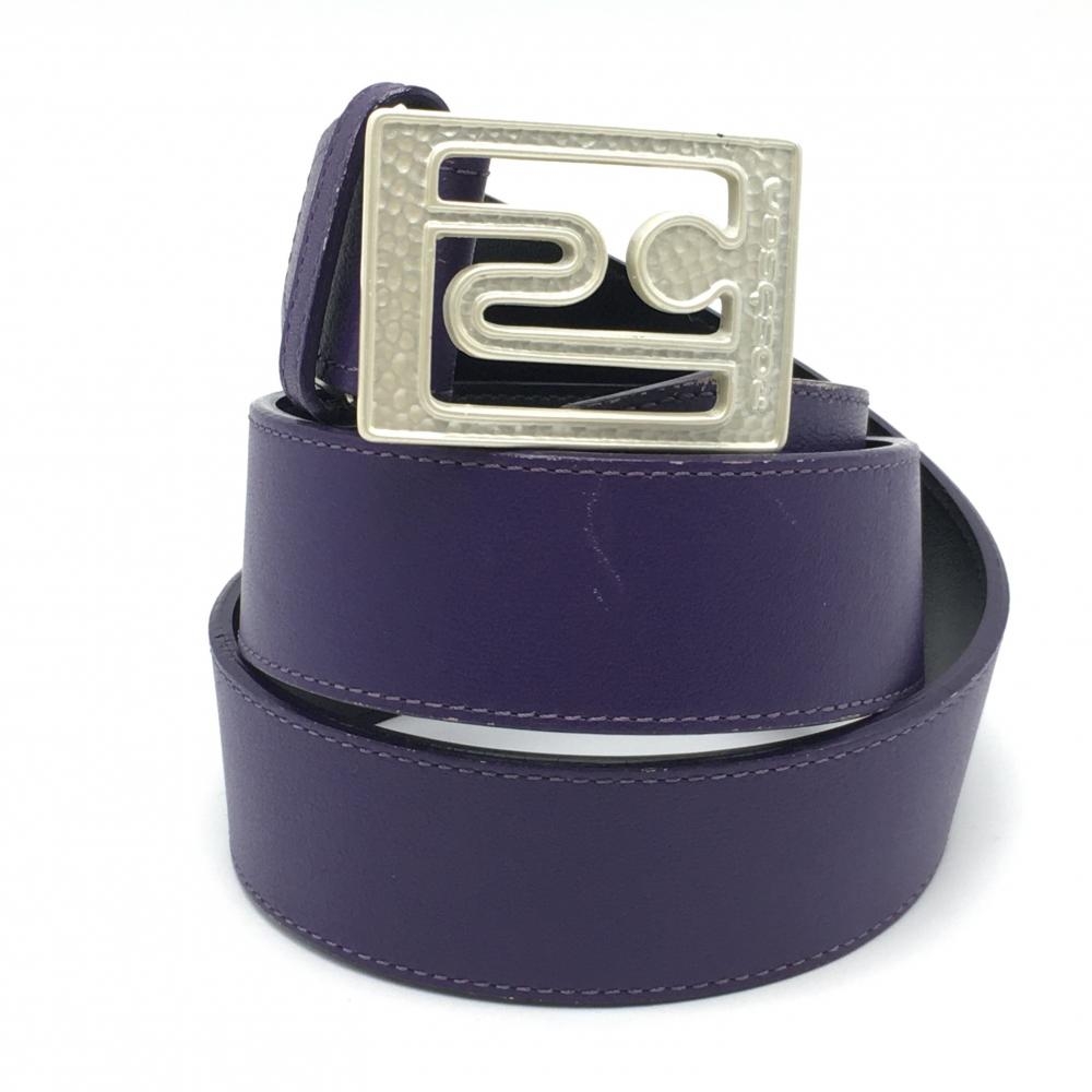 ロサーセン トップ式ベルト パープル×白系 ロゴバックル  メンズ  ゴルフウェア Rosasen