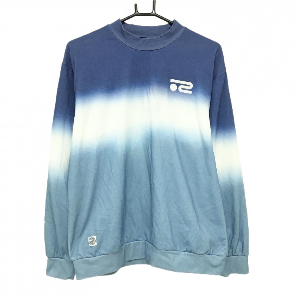 【新品】ロサーセン トレーナー ブルー系×白×ライトブルー系 グラデーション 胸ロゴ 薄手 メンズ LL ゴルフウェア Rosasen