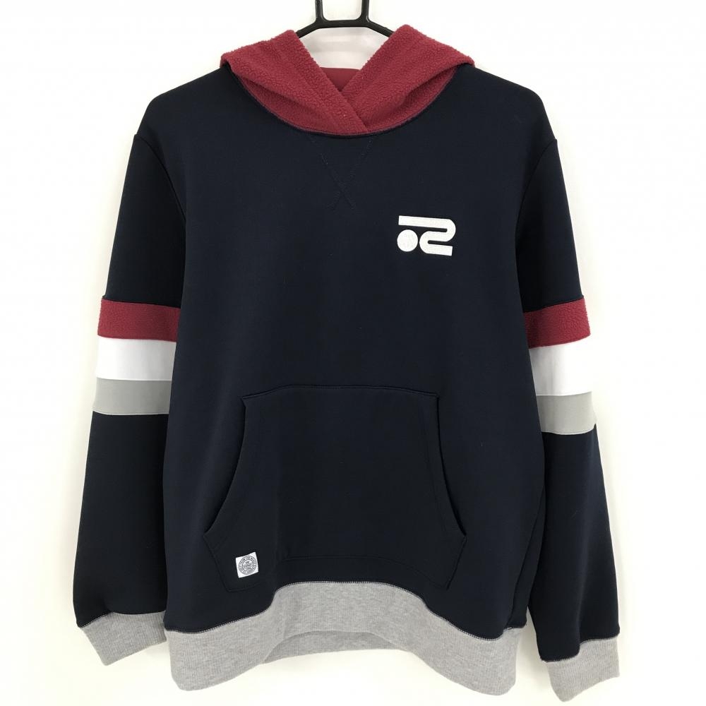 ロサーセン パーカー ネイビー×レッド 一部フリース 裏起毛  メンズ L ゴルフウェア Rosasen