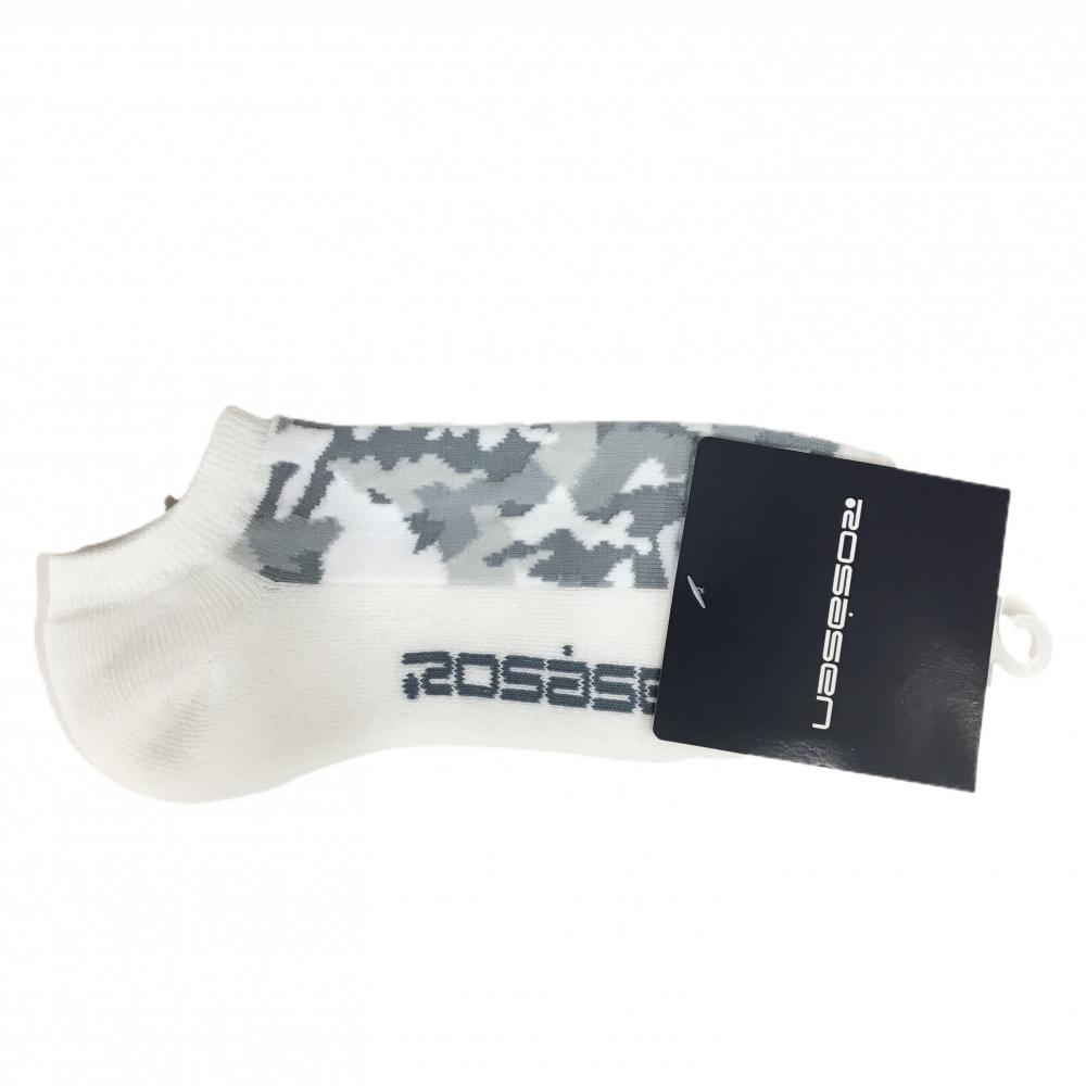 【新品】ロサーセン ソックス 白×グレー 一部カモフラ 迷彩  メンズ 50(25-27㎝) ゴルフウェア Rosasen